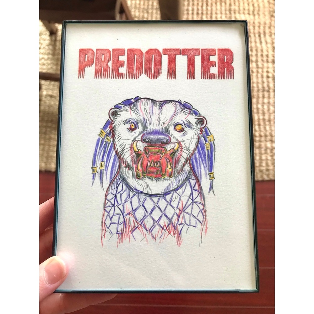 Predotter art print predator film otter unique
